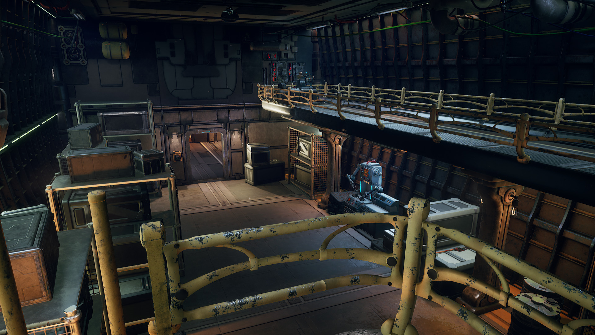 The hold of the player’s ship, designed in rigorous compliance with sci-fi regulations.
