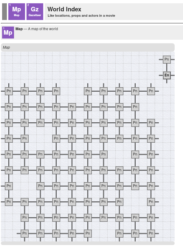 The world map for the challenge&rsquo;s smaller sample map (the top right room should be on the bottom left)