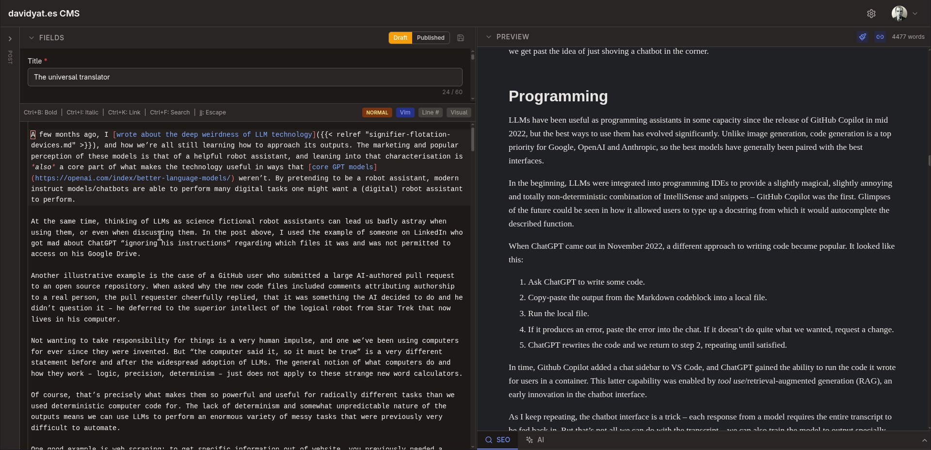 My vibe-coded CMS